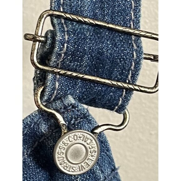 Levis Denim Jean Shorts L Blue Overalls Retro Concert Western Y2K Boho Classic - Picture 9 of 16